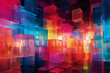 多彩立方体立体光线迷宫设计图片