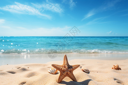 岗位之星海滩之星背景