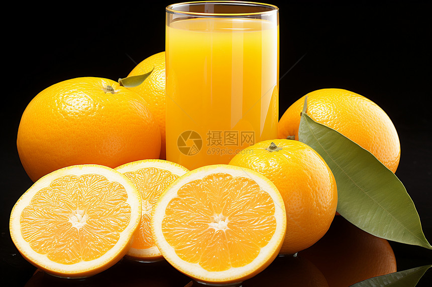 新鲜橙汁与果汁图片