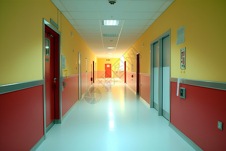 医院空旷的走廊建筑背景图片