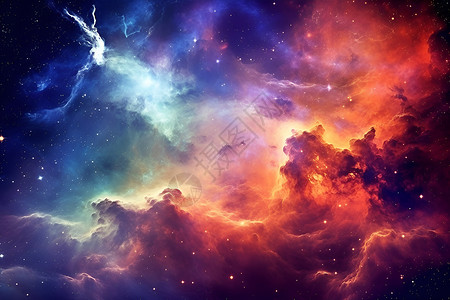 太空星灯绚丽星云中的奇妙画卷背景