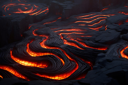 火山熔岩地貌火山的错综复杂形状背景
