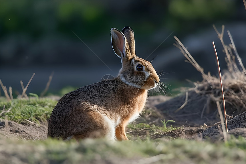 草原上的野兔图片