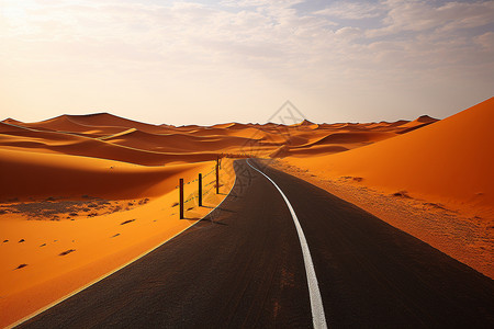 沙漠中一条公路背景图片