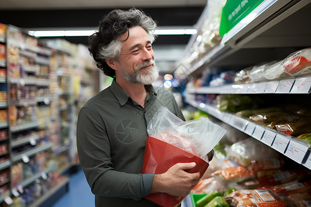 男子在超市购物背景图片