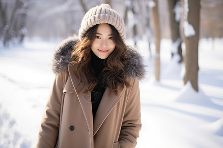 冰雪女孩寒冷的冬天背景