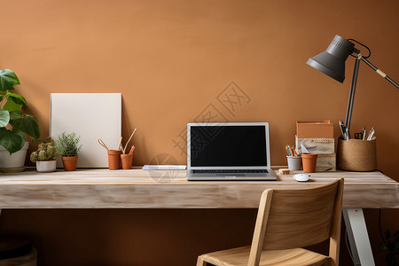 办公桌上的绿植办公桌上的电脑背景