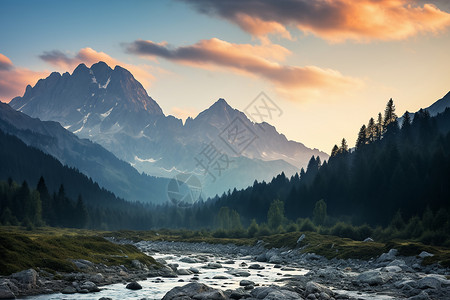 山河风景山河之间的美景背景