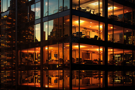 城市夜景中的商务大楼背景图片