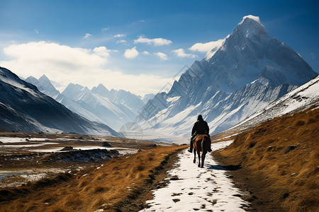 征服寒冷马背骑士征服雪山背景