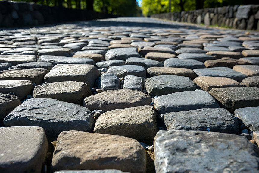 石头铺砌的街道道路图片