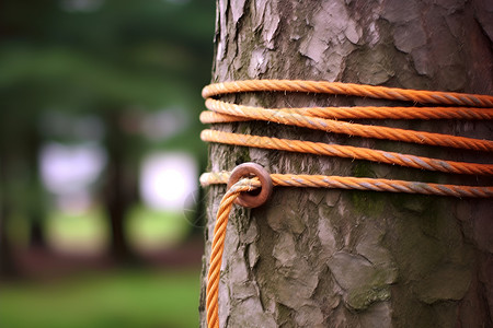 树木上的绳子背景图片