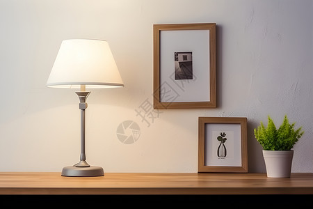房屋中的台灯和相框背景图片