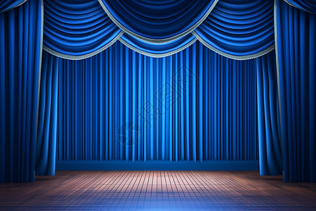 舞台上的蓝色幕布背景图片