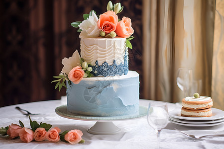 浪漫的婚礼蛋糕背景图片