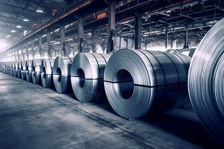 金属加工厂生产的钢板卷材背景图片