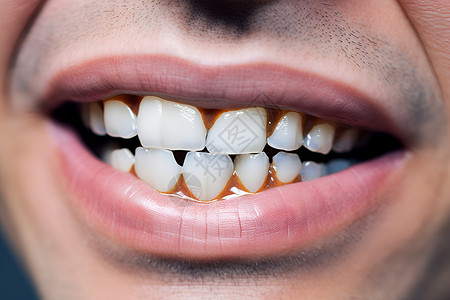 长期护理险长期吸烟的男子牙齿背景