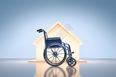 房屋前的轮椅背景图片