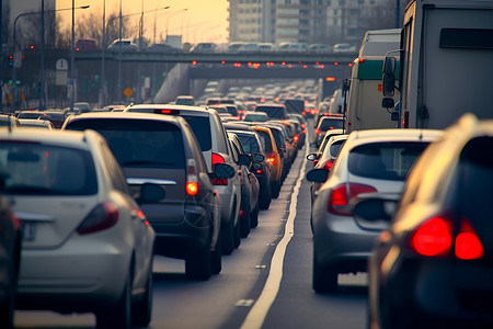 道路拥堵交通拥堵的交通道路背景