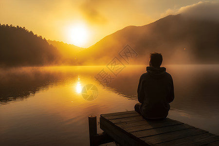 寂寥黎明的孤独男子背景