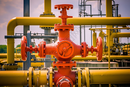 石油加工厂的复杂管道背景图片