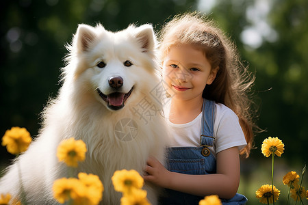 户外抱着小狗的女孩背景图片