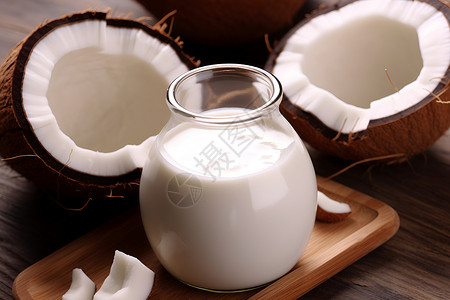 奶香的椰奶与椰子的搭配背景