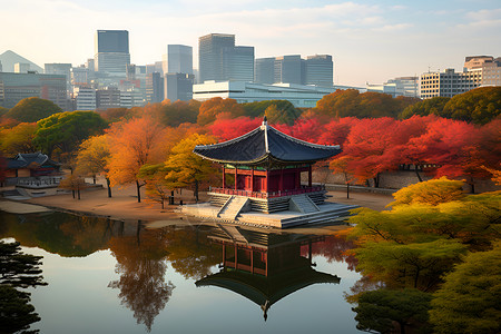 古色古香的园林建筑景观背景图片