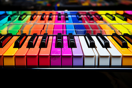 彩色乐器绚丽多彩的钢琴背景