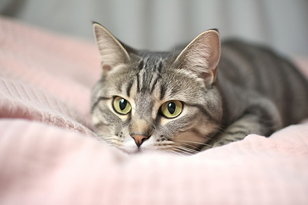 小猫在粉色毯子上背景图片