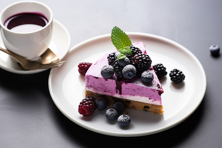 美味的蓝莓蛋糕背景图片