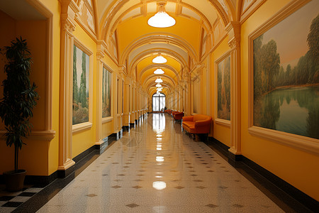 深远的画廊画廊大厅高清图片