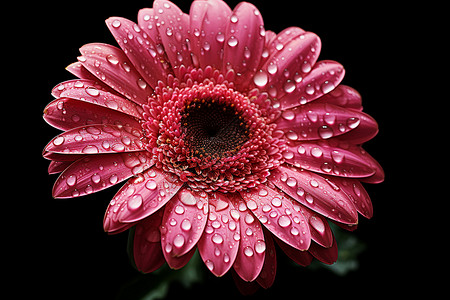 绣球在雨中湿润水珠滴在粉色花瓣上黑色背景之间一朵美丽的花背景