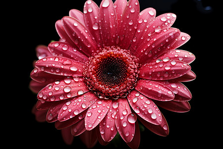 水滴浸润粉色花瓣高清图片