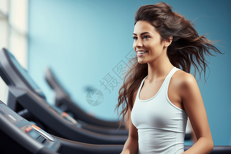 健身房跑步锻炼的女子背景图片