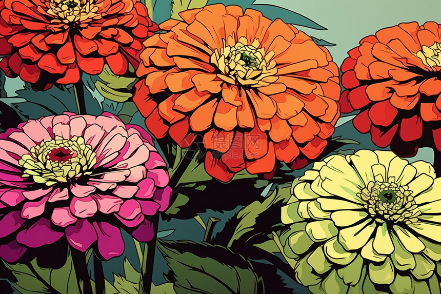 五彩斑斓的艺术花卉图片