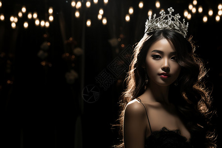 戴着皇冠的亚洲女子背景图片