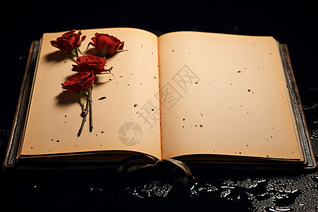 复古风格的玫瑰笔记本背景图片