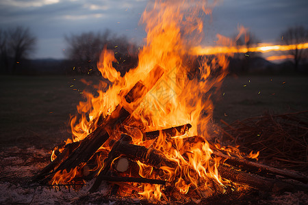 燃烧取暖的篝火背景图片