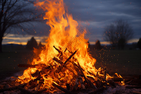 夜幕下的篝火背景图片