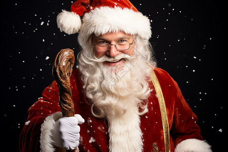 圣诞老人拿着手杖背景图片