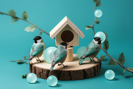木质的鸟巢巢穴背景图片