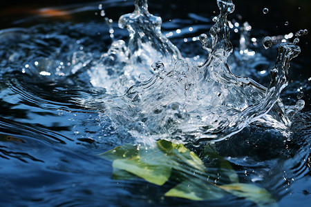 池塘溅落的水滴背景图片