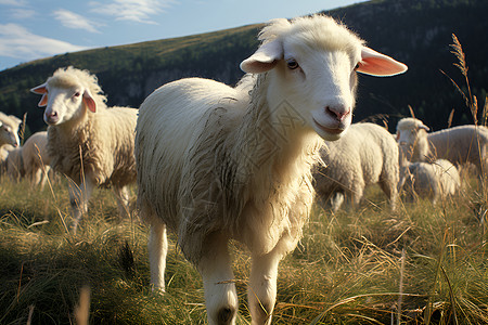 羊群在上脚下背景图片