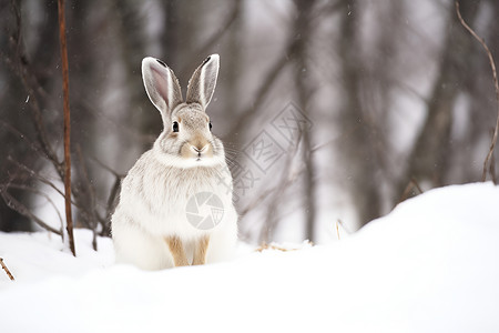 冬季兔子与雪景.背景图片