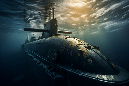 半潜艇探索海洋奥秘的潜艇设计图片