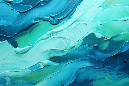 创意抽象油画蓝绿波浪抽象插图插画