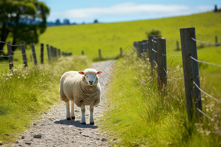 可爱小羊卷轴田园风光中的小羊背景