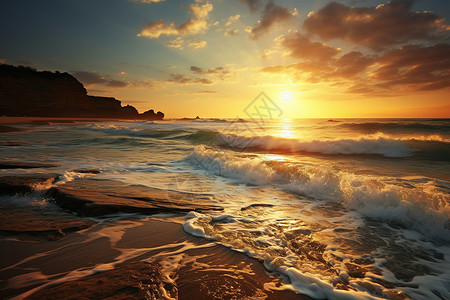 海边夕阳背景图片