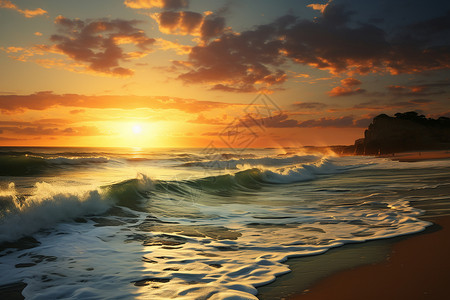 海上日出美景背景图片